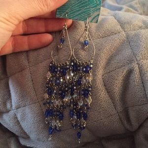 Beaded long beaded dangling earrings